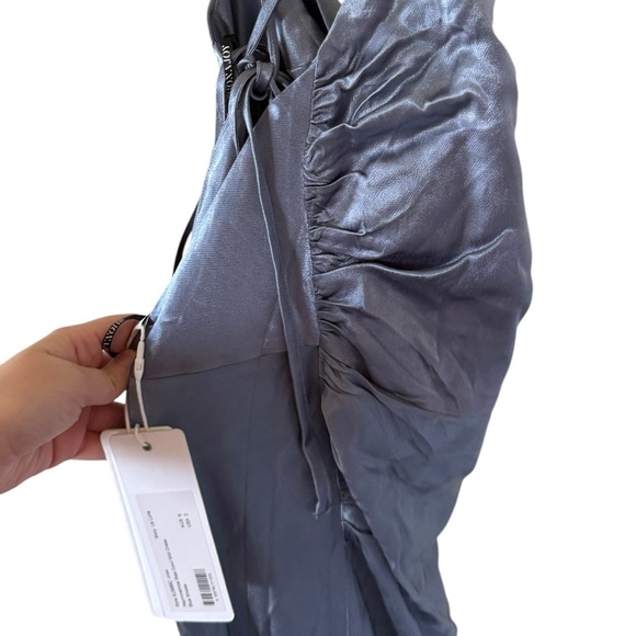 Shona Joy NEW La Lune Asymmetrical Bias Cowl Midi Dress in Blue Smoke - Picture 9 of 9